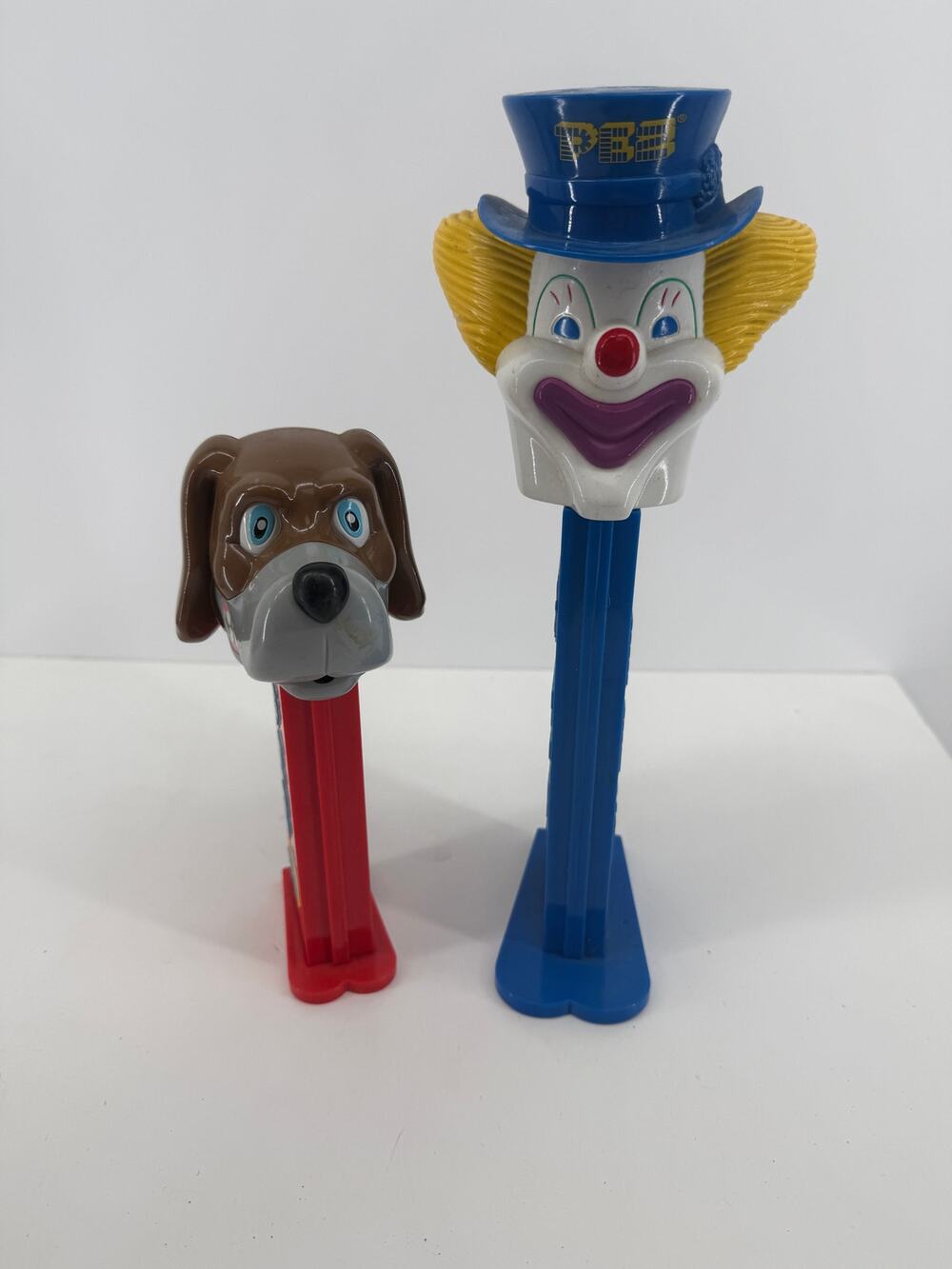 Vintage 1970 Giant PEZ Clown And Dog Oversized Candy Dispensers Display Lot Of 2